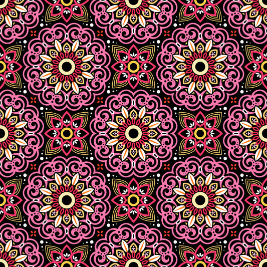 Red - Yellow Mandala Fabric - 149