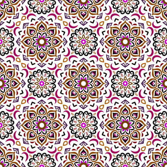 Brown - Maroon Mandala Fabric - 213i