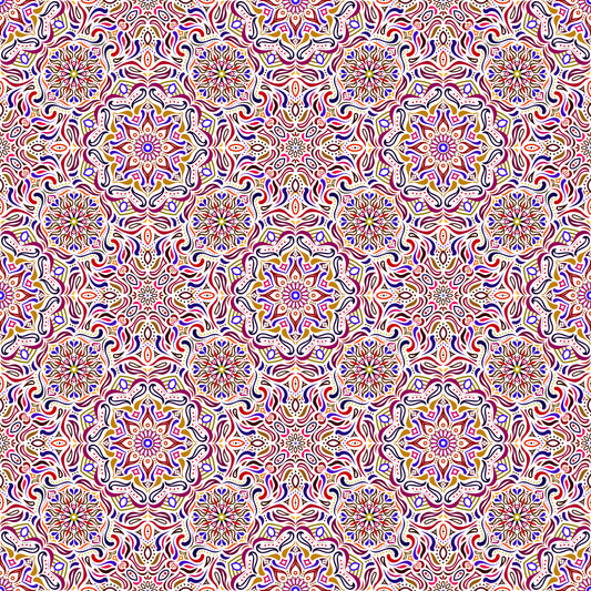 Maroon - Blue - Brown Mandala Fabric 2009.4i