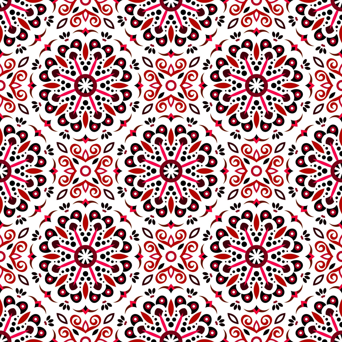 Red Mandala Fabric - 156i