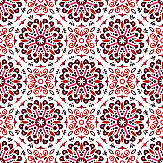 Red Mandala Fabric - 156i