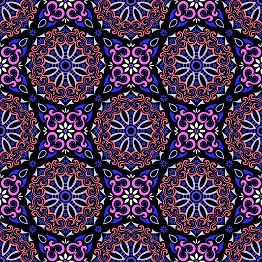 Pink - Blue Mandala Fabric - 166