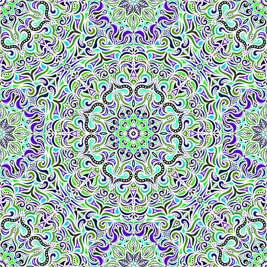 Green - Blue - Turquoise Mandala Fabric 2006.3i