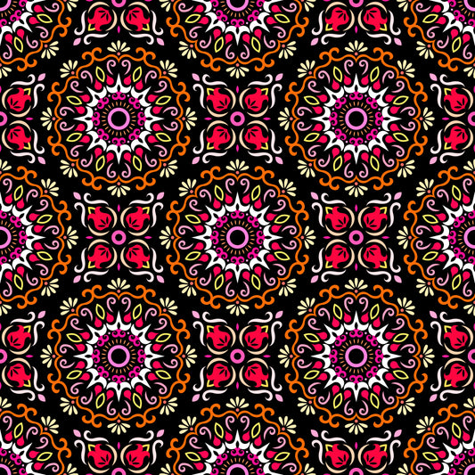 Orange - Red - Yellow Mandala Fabric - 174