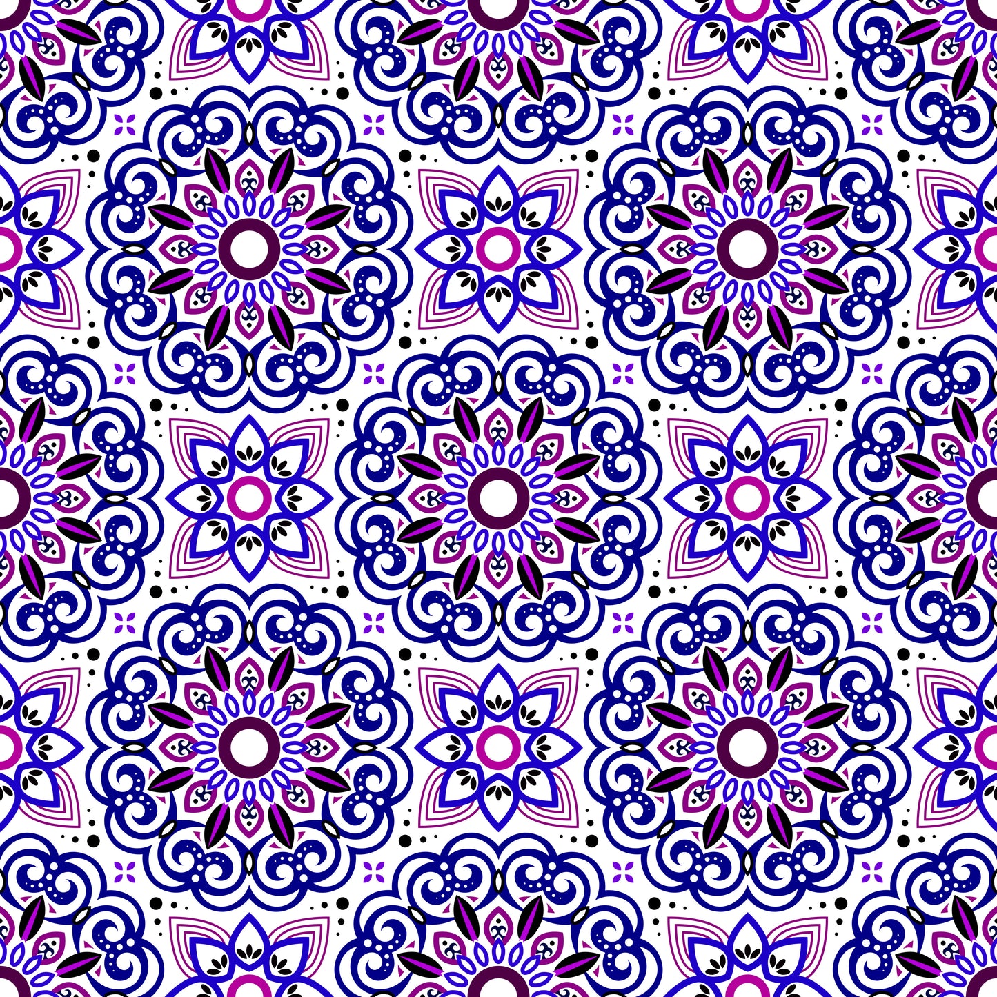 Blue - Purple Mandala Fabric - 149i