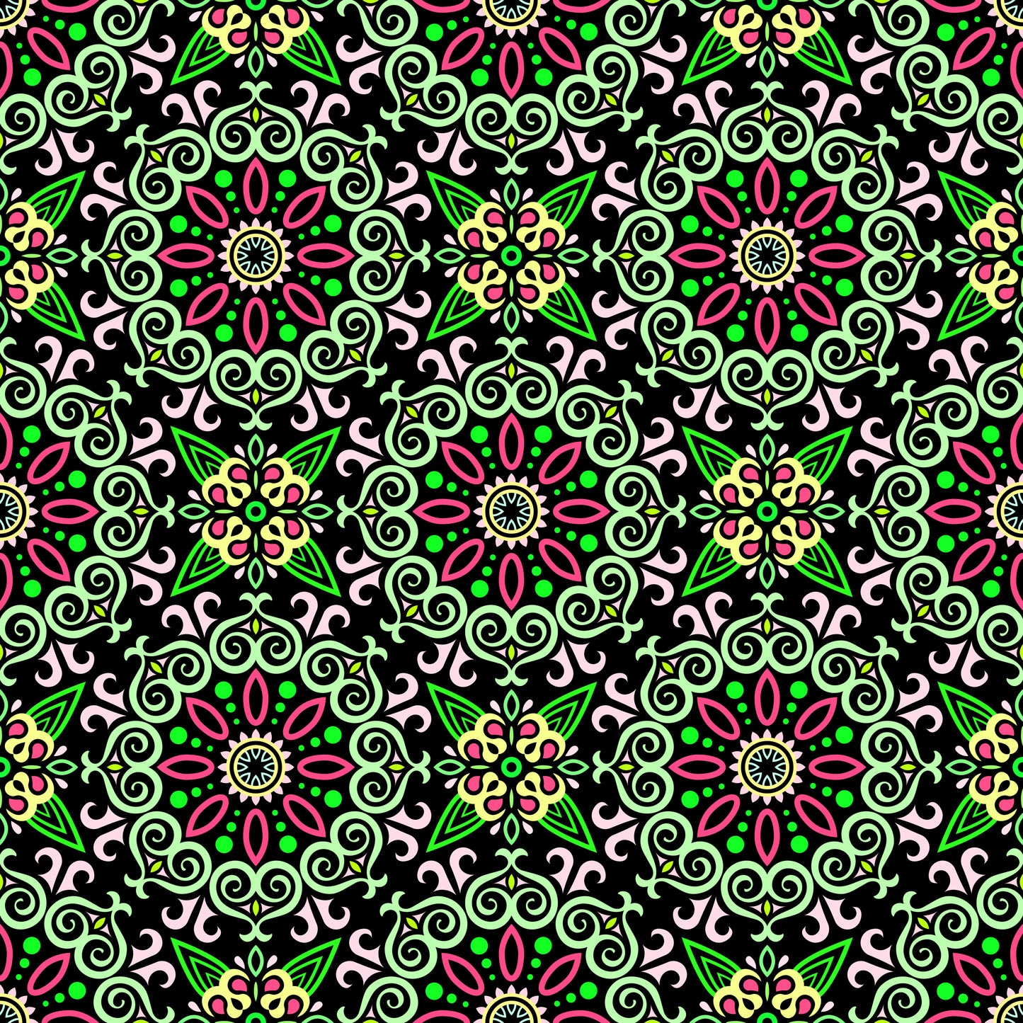Green - Red Mandala Fabric - 138