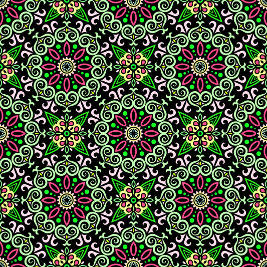 Green - Red Mandala Fabric - 138
