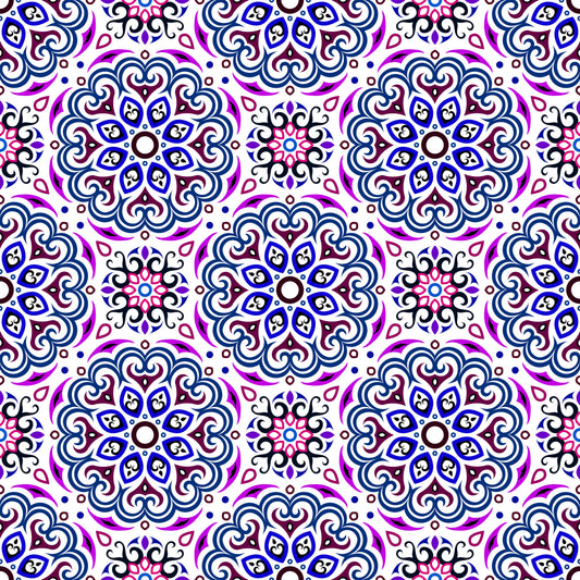 Blue - Purple - Red Mandala Fabric - 155i