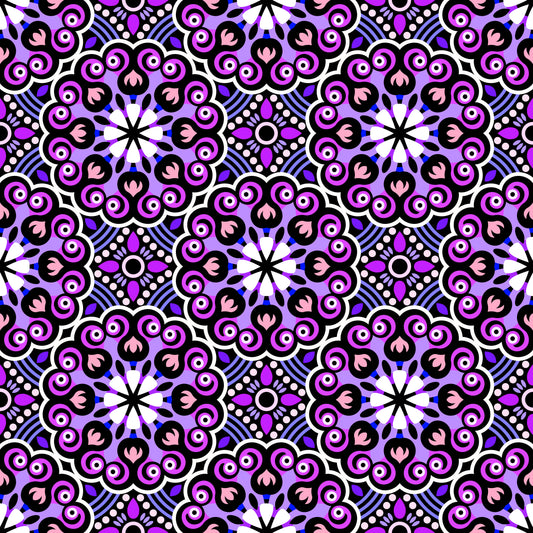 Purple - Pink - Blue Mandala Fabric - 132