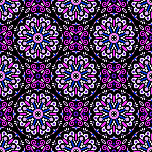 Pink - Blue - Purple Mandala Fabric - 156