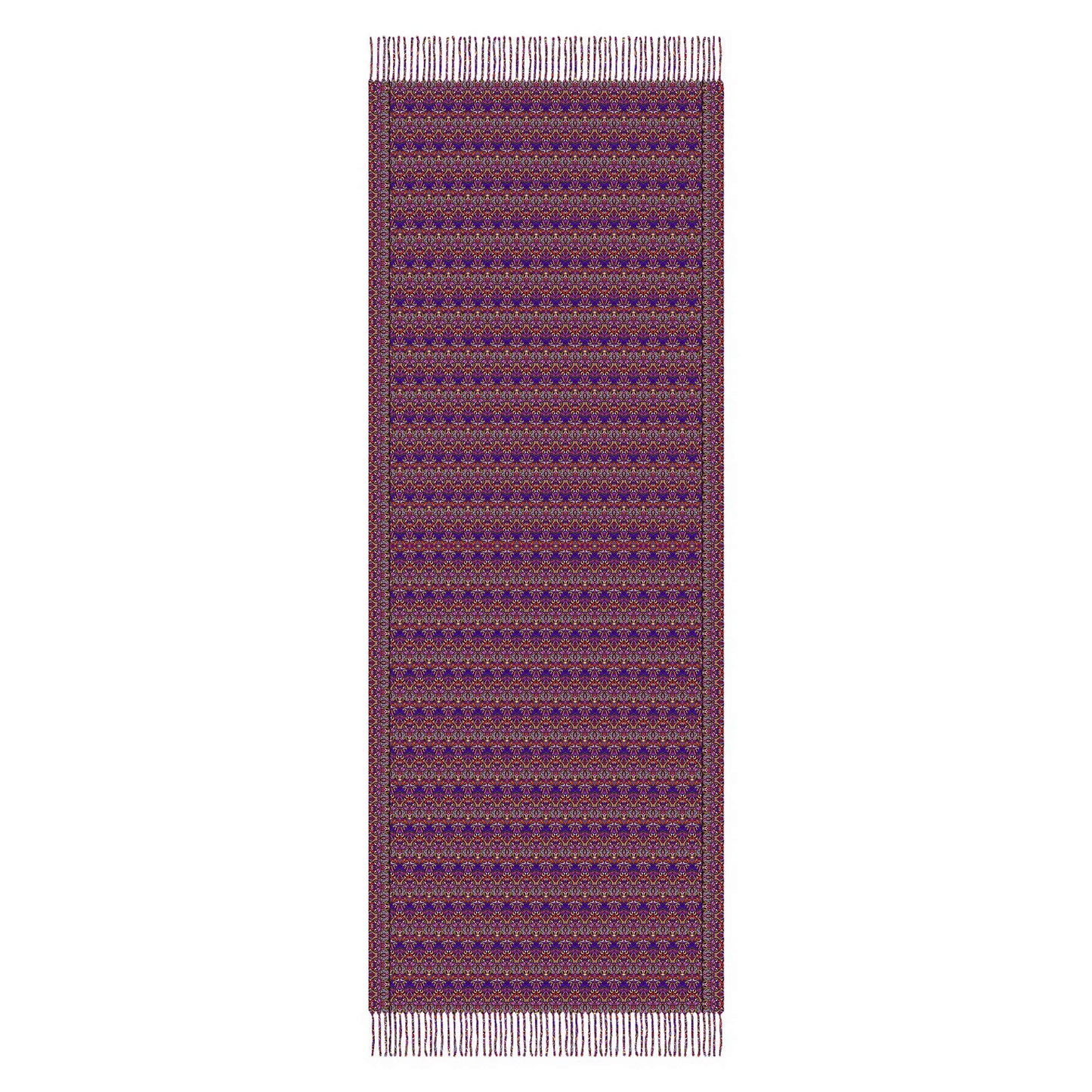 Orange - Purple - Pink Abstract Doodle Scarf with Tassels