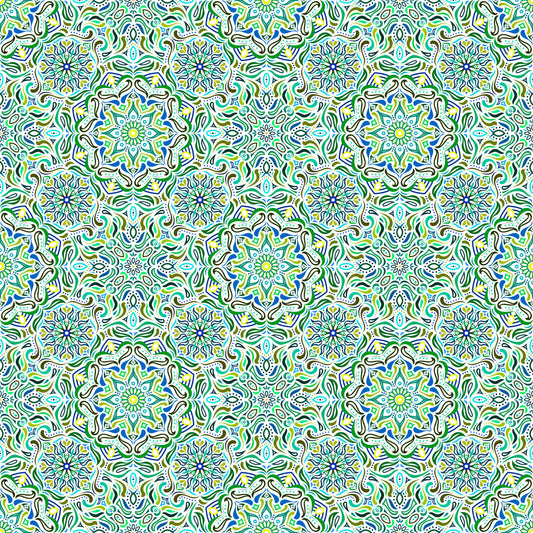 Turquoise - Green - Blue Mandala Fabric 2009.4i
