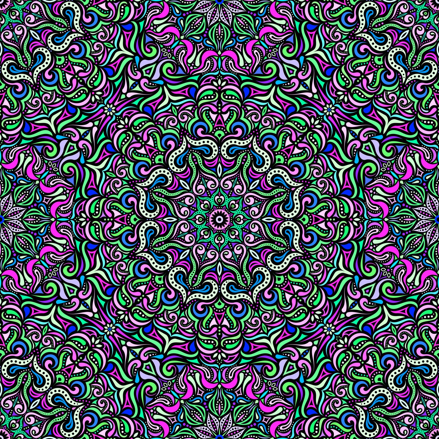 Green - Pink - Blue Mandala Fabric 2006.3