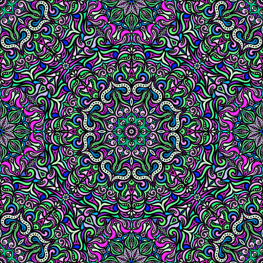 Green - Pink - Blue Mandala Fabric 2006.3