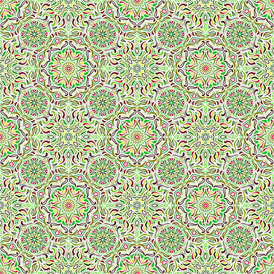 Green - Red Mandala Fabric 2009.4i