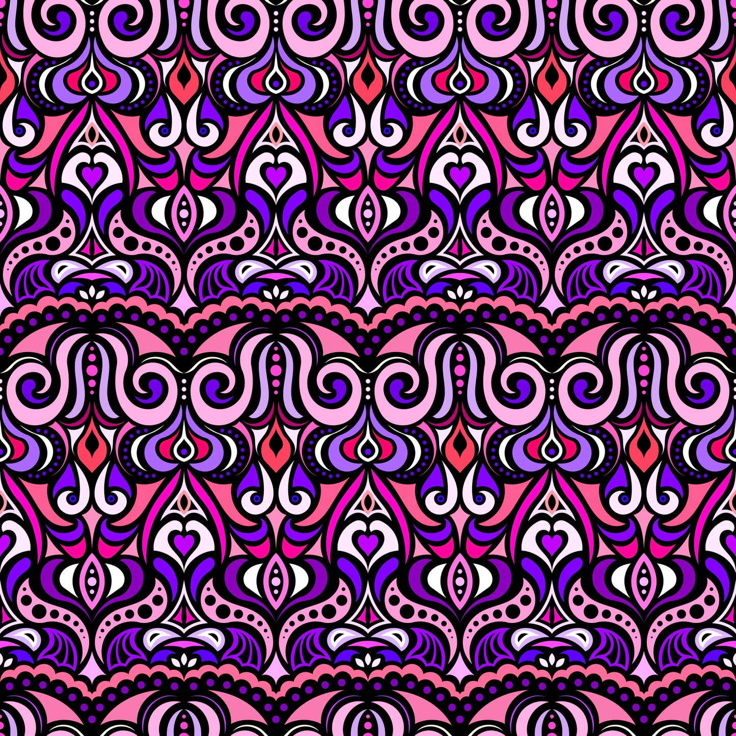 Pink - Purple Abstract Doodle Fabric 1010.2