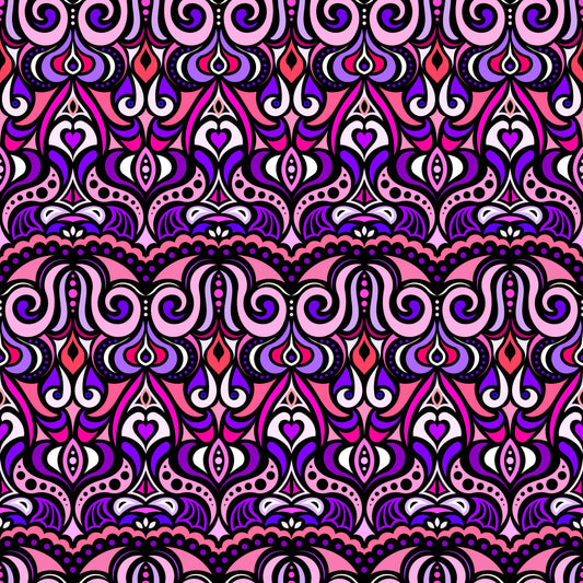 Pink - Purple Abstract Doodle Fabric 1010.2