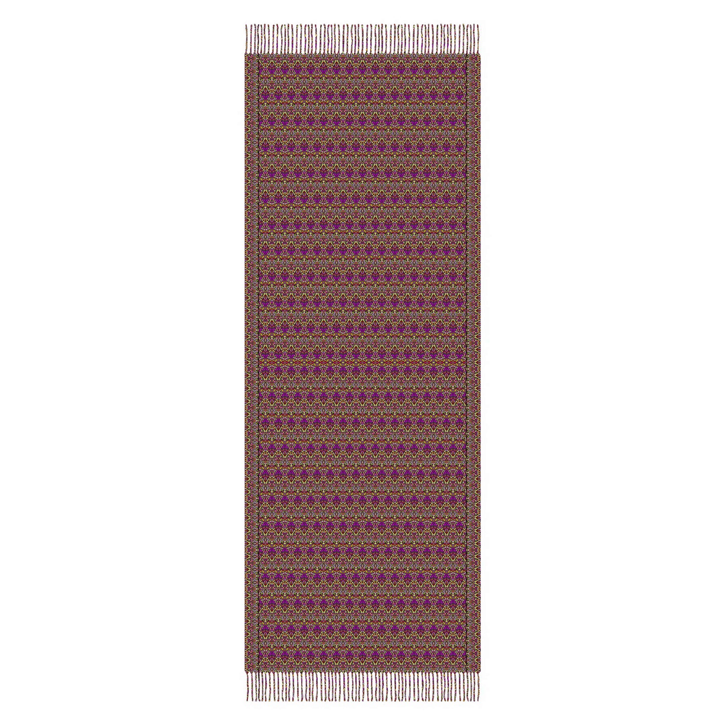 Yellow - Pink - Orange Abstract Doodle Scarf with Tassels