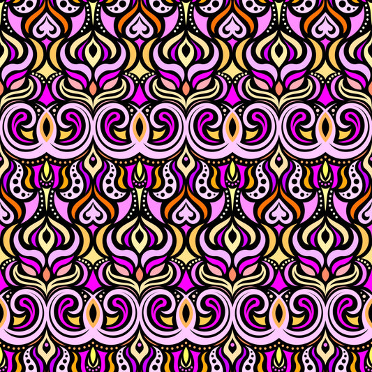 Pink - Orange - Yellow Abstract Doodle Fabric 1009.7