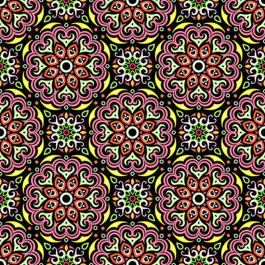 Orange - Yellow - Green Mandala Fabric - 155