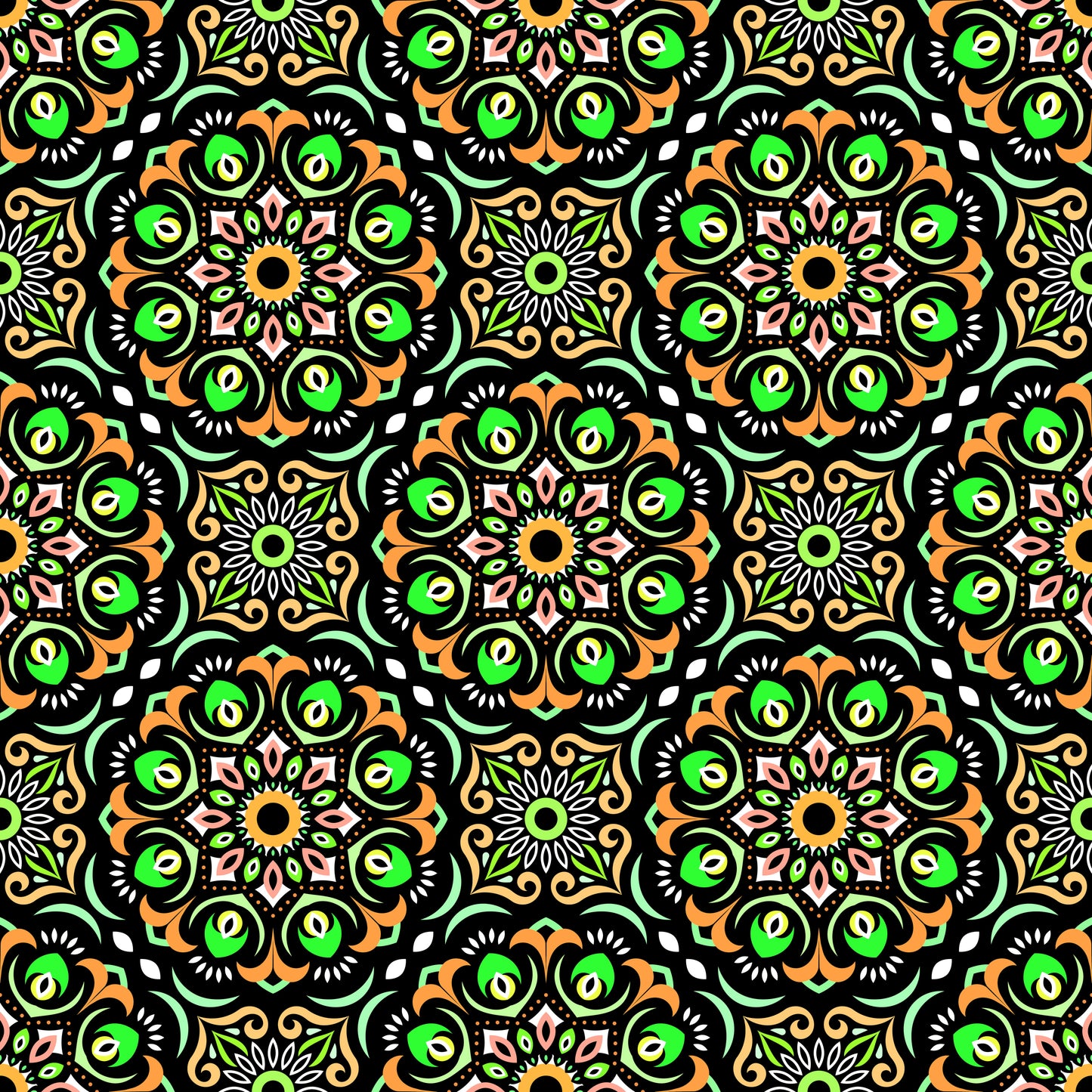 Yellow - Green Mandala Fabric - 209