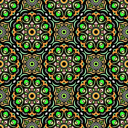 Yellow - Green Mandala Fabric - 209