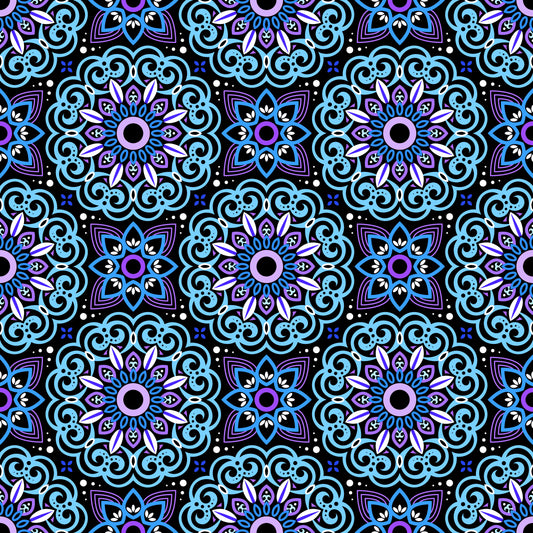 Blue - Purple Mandala Fabric - 149