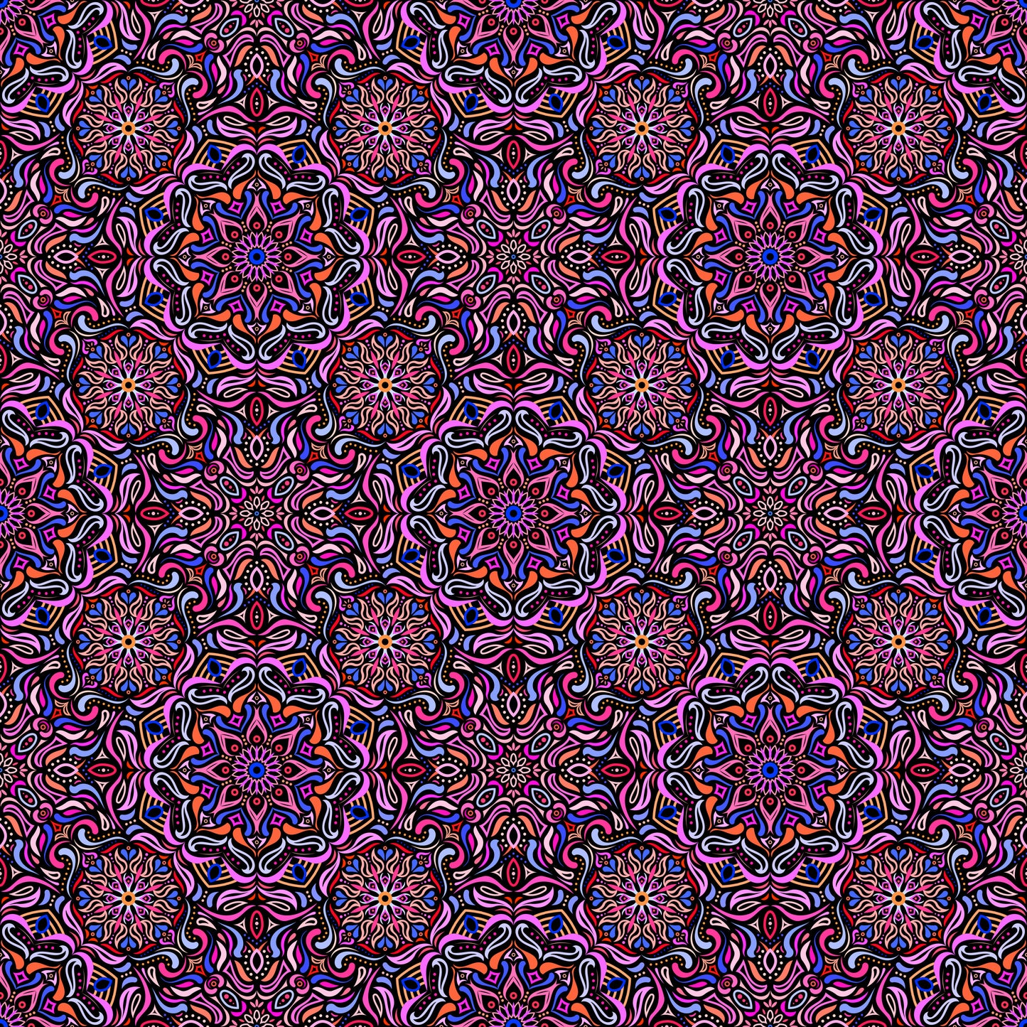 Pink - Orange - Blue Mandala Fabric 2009.4