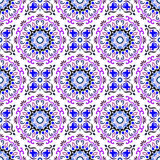 Purple - Blue Mandala Fabric - 174i