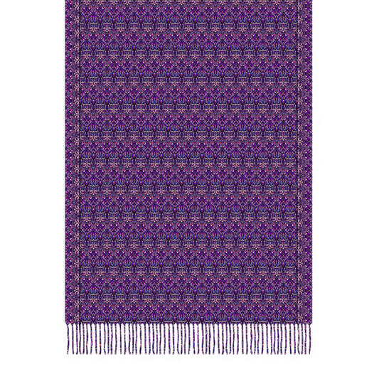 Purple - Pink - Blue Abstract Doodle Scarf with Tassels