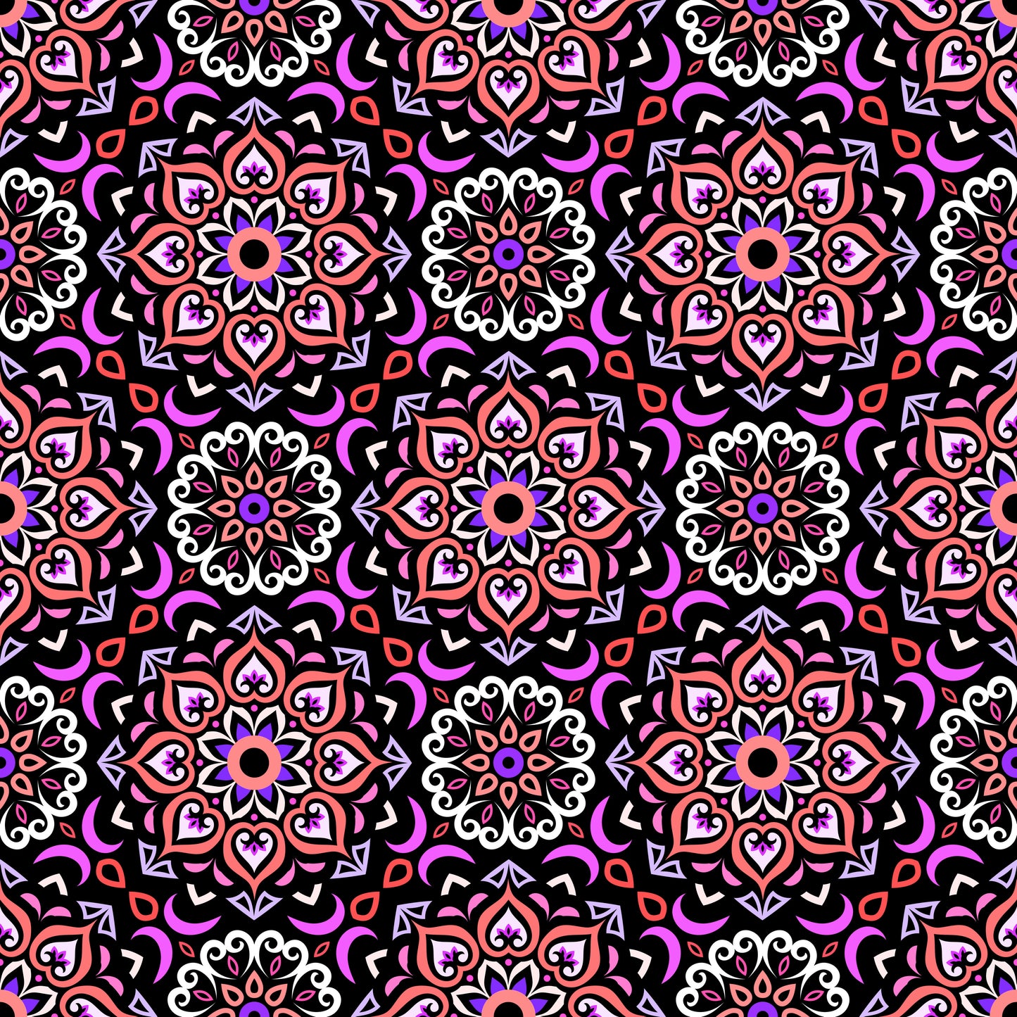 Red - Purple Mandala Fabric - 213
