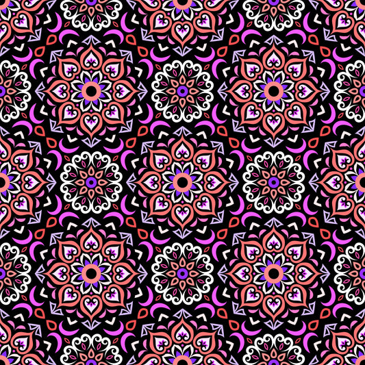 Red - Purple Mandala Fabric - 213