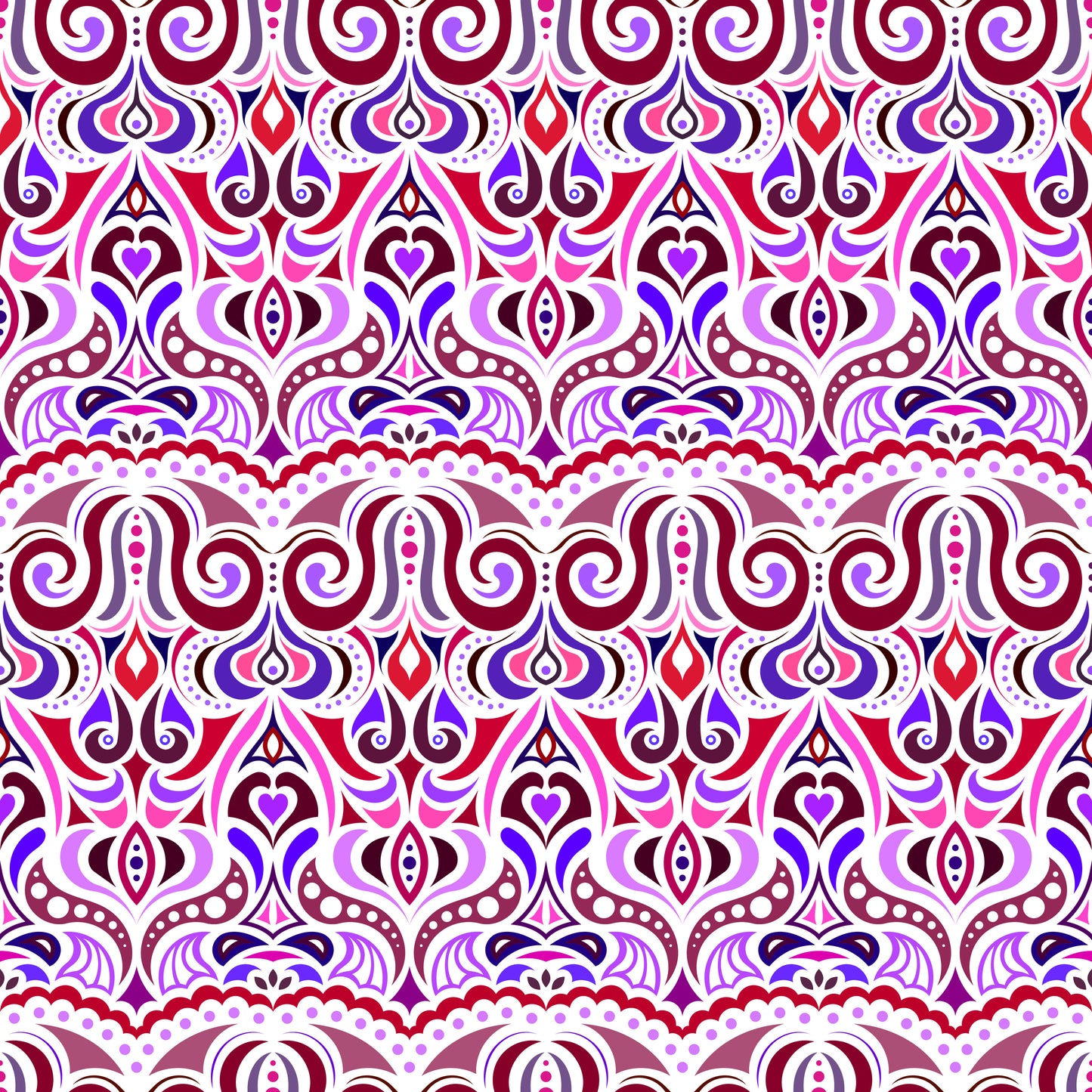 Red - Purple - Pink Abstract Doodle Fabric 1010.2i
