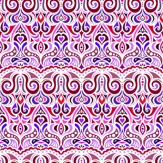 Red - Purple - Pink Abstract Doodle Fabric 1010.2i