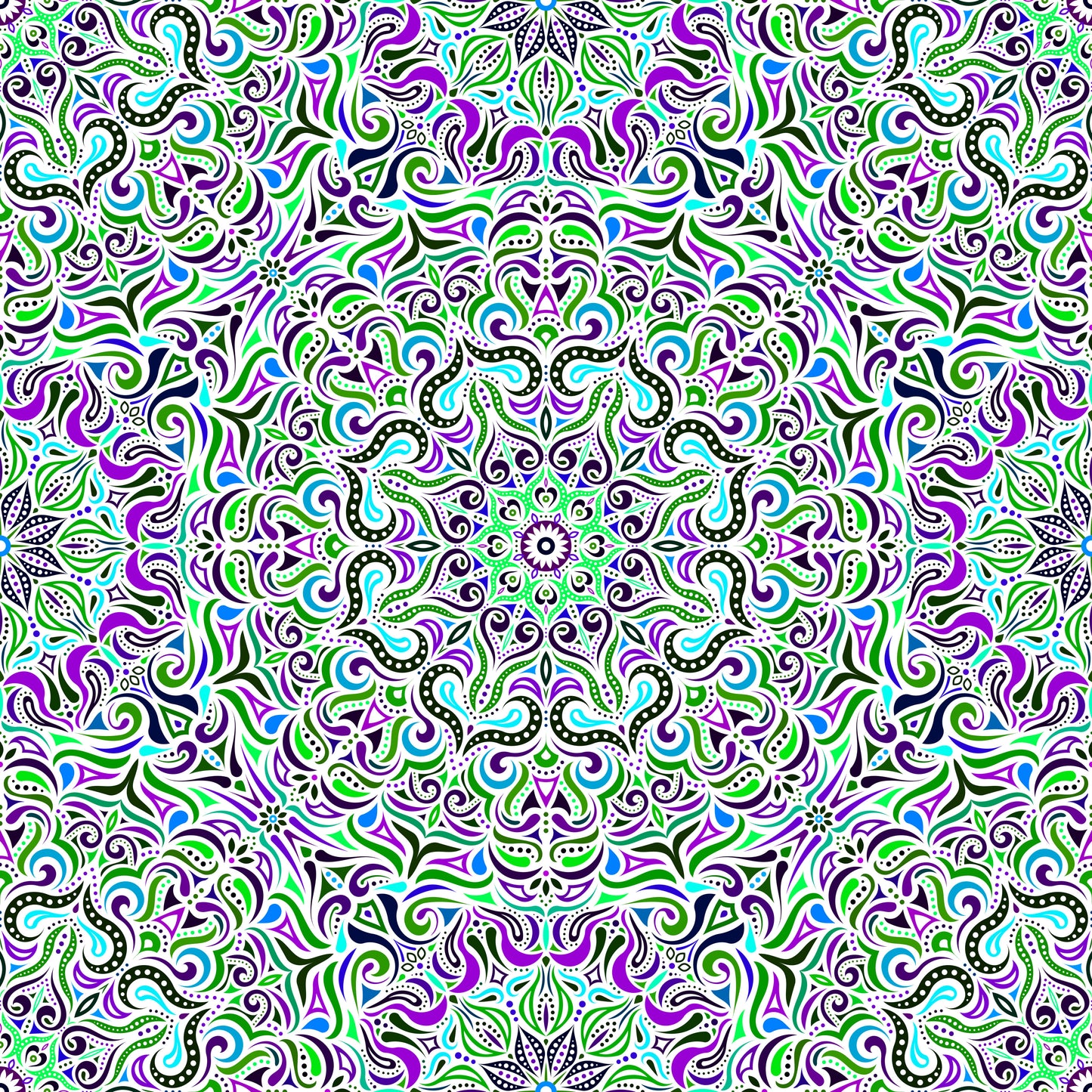 Green - Purple - Blue Mandala Fabric 2006.3i