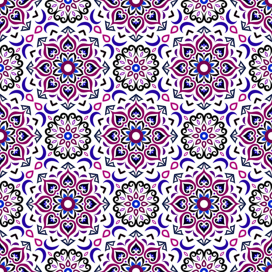 Blue - Purple Mandala Fabric - 213i