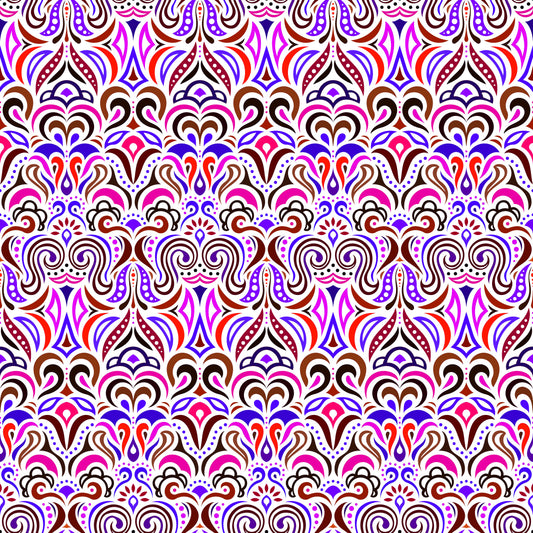 Blue - Pink - Red Abstract Doodle Fabric 1008.3i