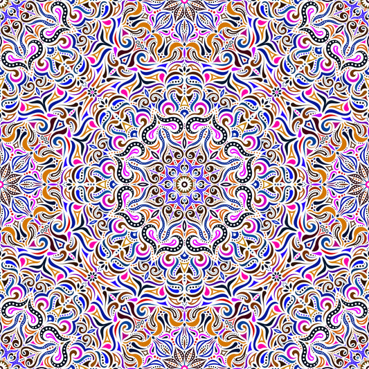 Pink - Brown - Blue Mandala Fabric 2006.3i