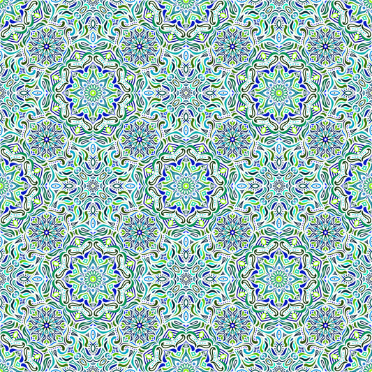 Turquoise - Green - Blue Mandala Fabric 2009.4i