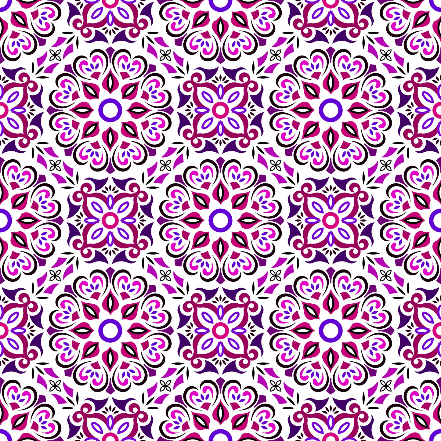 Pink - Purple Mandala Fabric - 206i