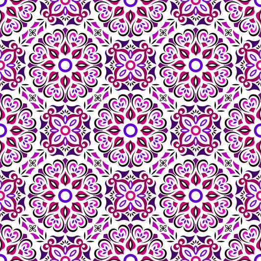 Pink - Purple Mandala Fabric - 206i