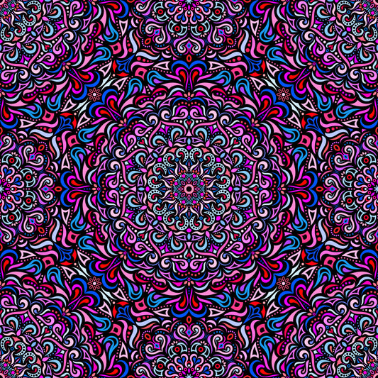 Pink - Blue - Red Mandala Fabric 2005