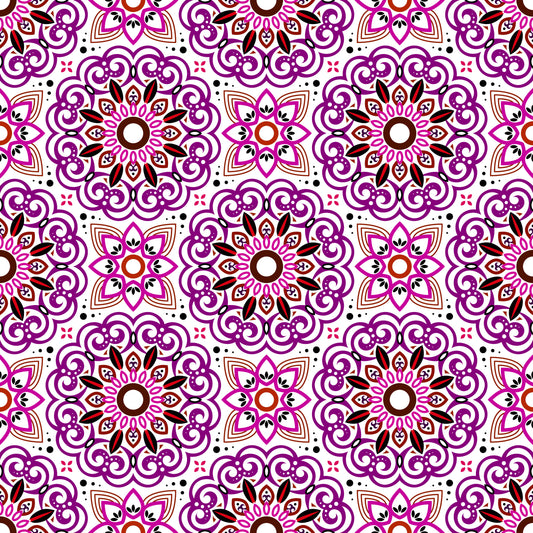 Purple - Red Mandala Fabric - 149i
