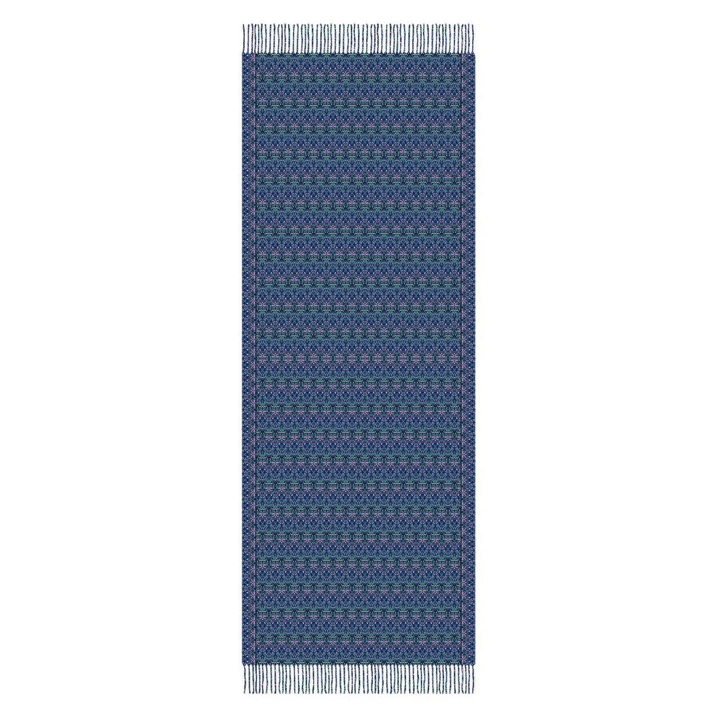 Blue - Purple Abstract Doodle Scarf with Tassels