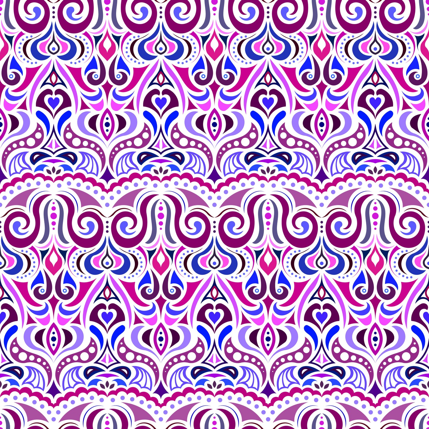 Pink - Blue - Purple Abstract Doodle Fabric 1010.2i