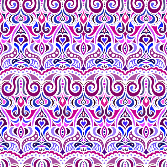Pink - Blue - Purple Abstract Doodle Fabric 1010.2i