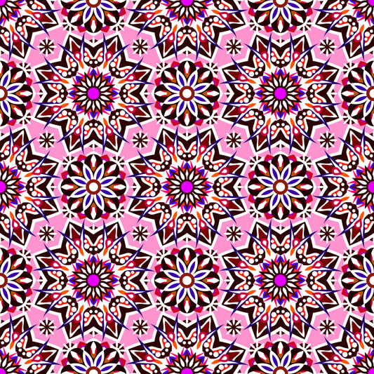 Pink - Orange - Purple Mandala Fabric - 122i