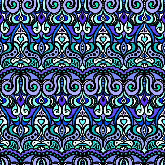 Turquoise - Blue Abstract Doodle Fabric 1010.2