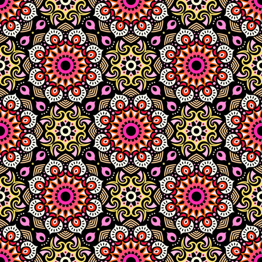 Red - Yellow - Orange Mandala Fabric - 193