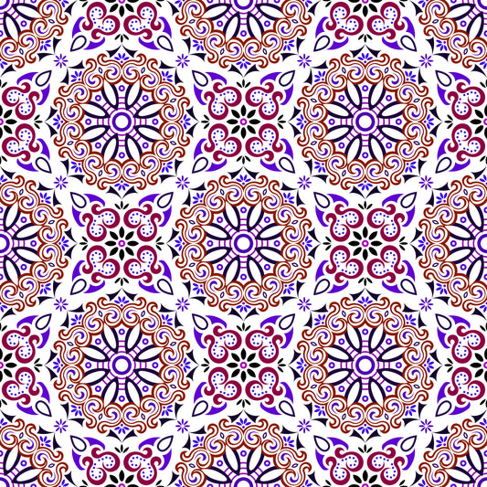Purple - Brown Mandala Fabric - 166i